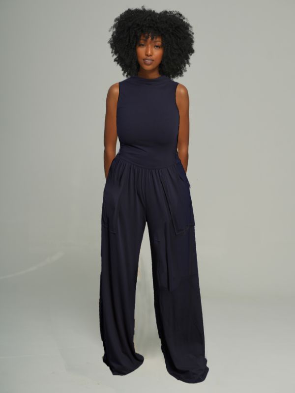 Cutout Back Sleeveless Wide-leg Jumpsuit