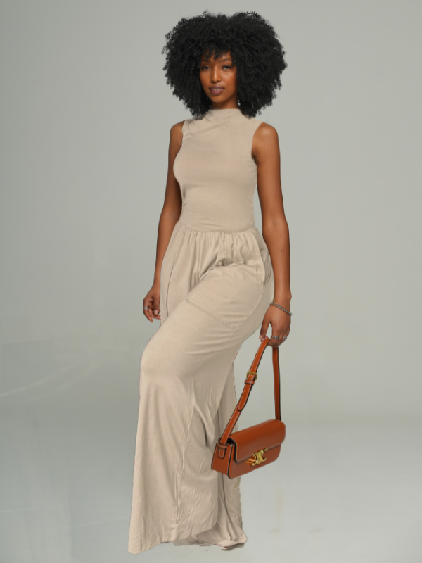 Cutout Back Sleeveless Wide-leg Jumpsuit