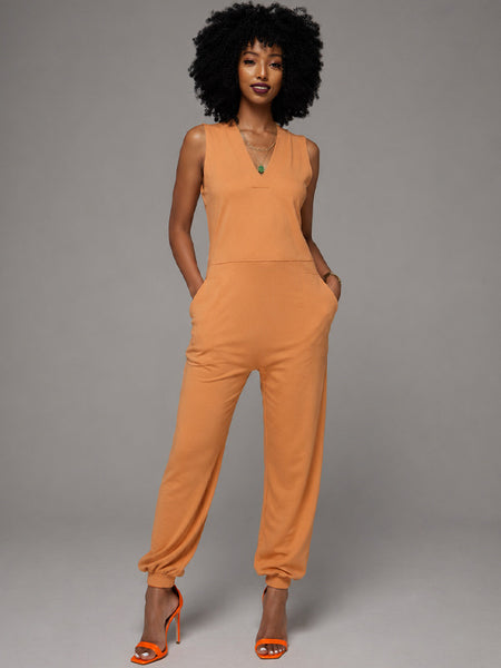 V-Neck Sleeveless Jumpsuit
