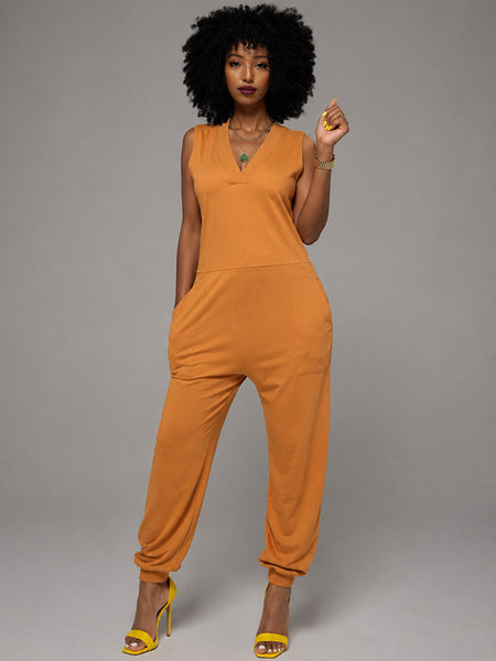 V-Neck Sleeveless Jumpsuit