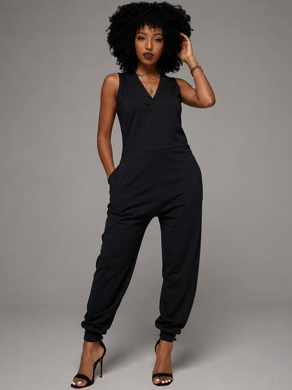 V-Neck Sleeveless Jumpsuit