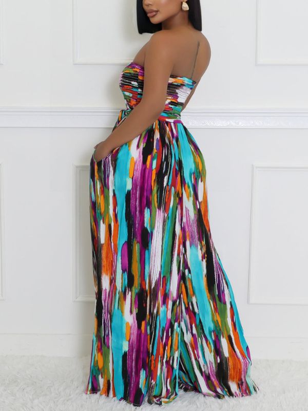 Printed Strapless Jumpsuit