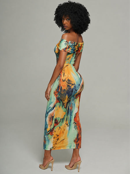 Printed Off-Shoulder Dress