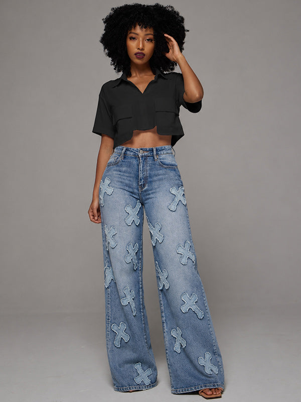 White Cropped Cargo Shirt