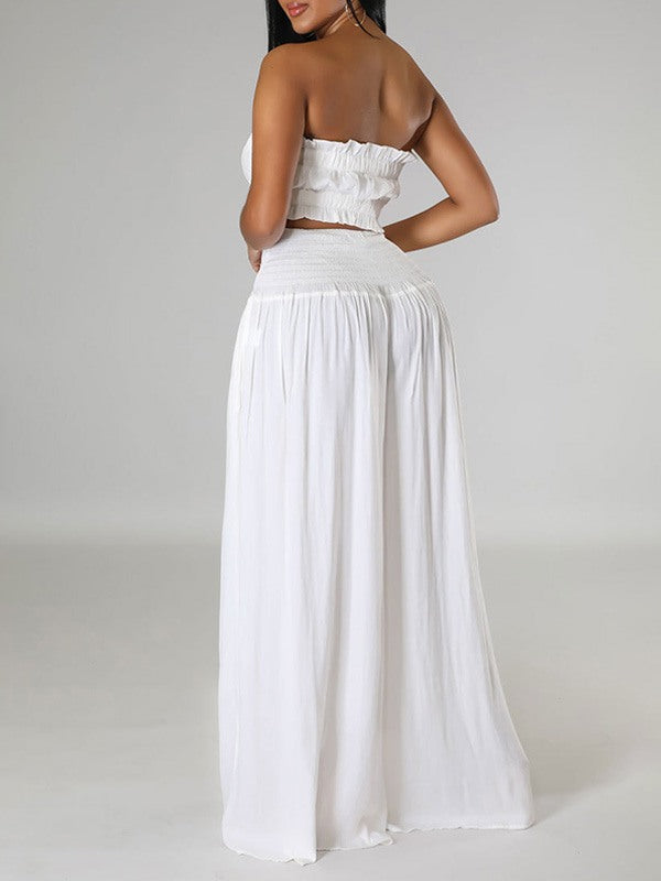 Bandeau Top & Wide-Leg Pants Set