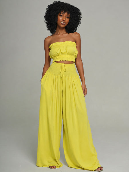 Bandeau Top & Wide-Leg Pants Set