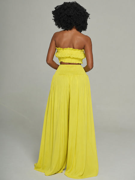 Bandeau Top & Wide-Leg Pants Set