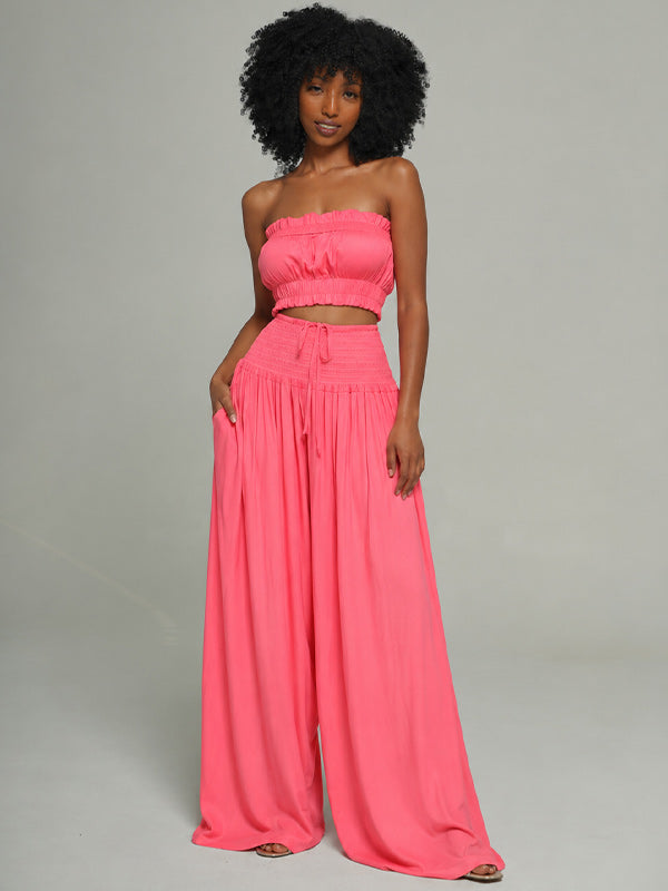Bandeau Top & Wide-Leg Pants Set