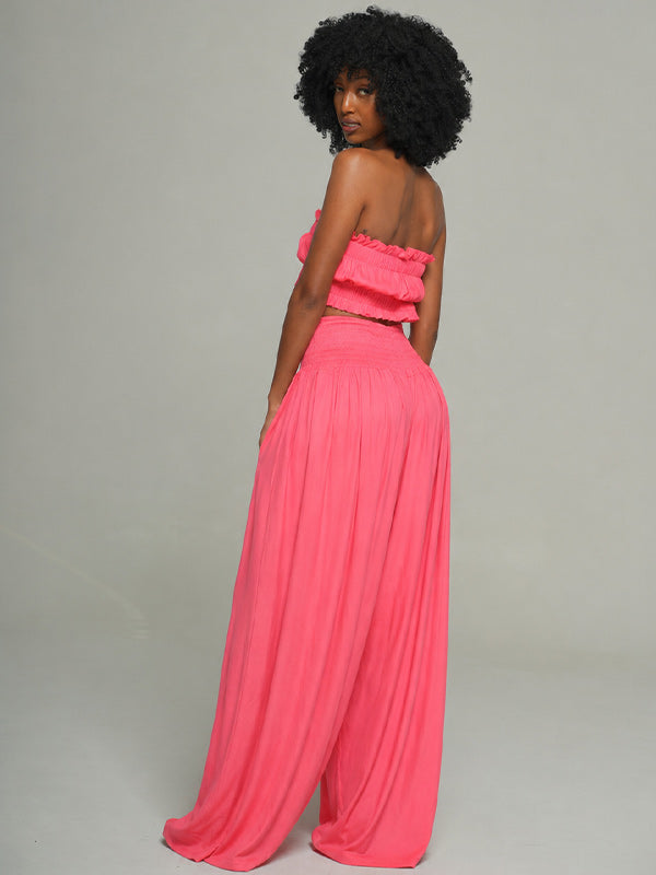 Bandeau Top & Wide-Leg Pants Set
