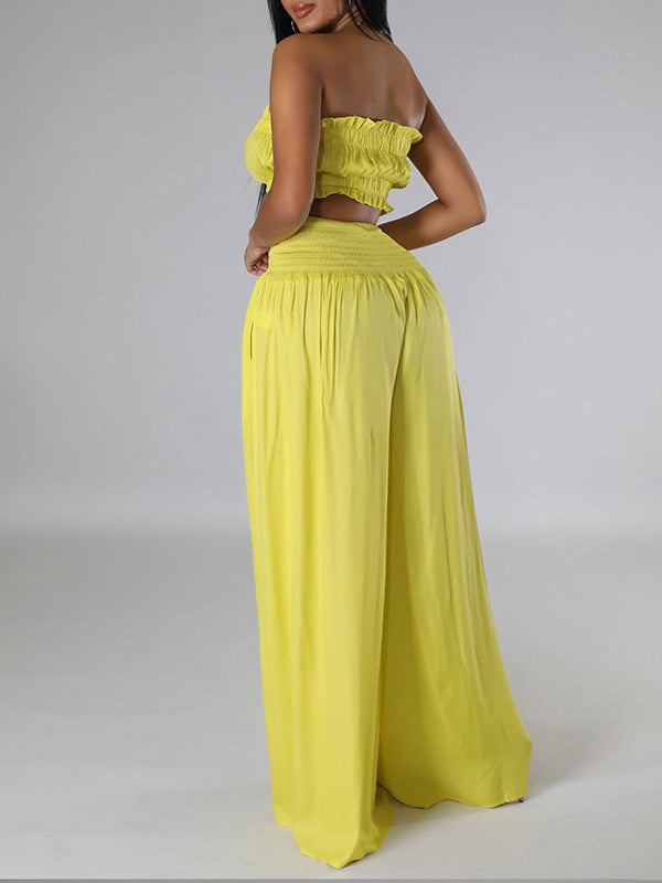 Bandeau Top & Wide-Leg Pants Set