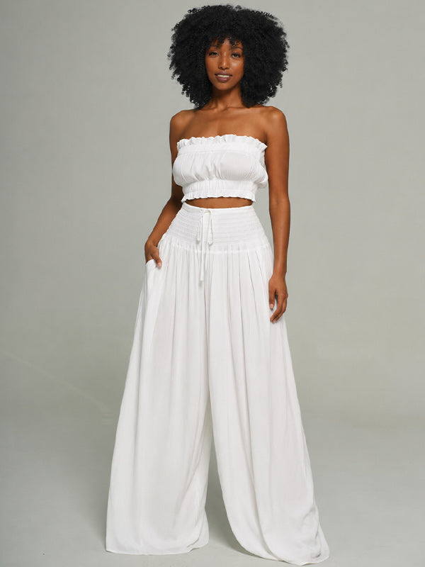 Bandeau Top & Wide-Leg Pants Set