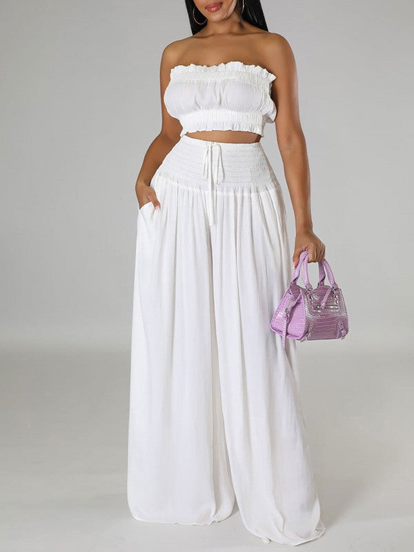 Bandeau Top & Wide-Leg Pants Set