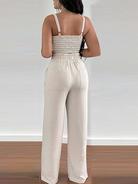 Solid Cami Top & Tied Pants Set