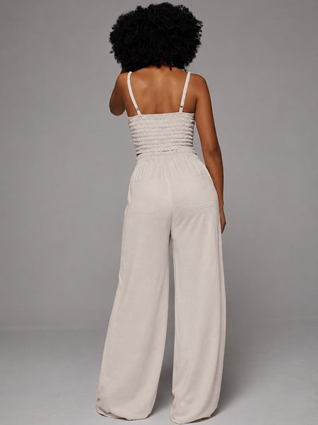 Solid Cami Top & Tied Pants Set