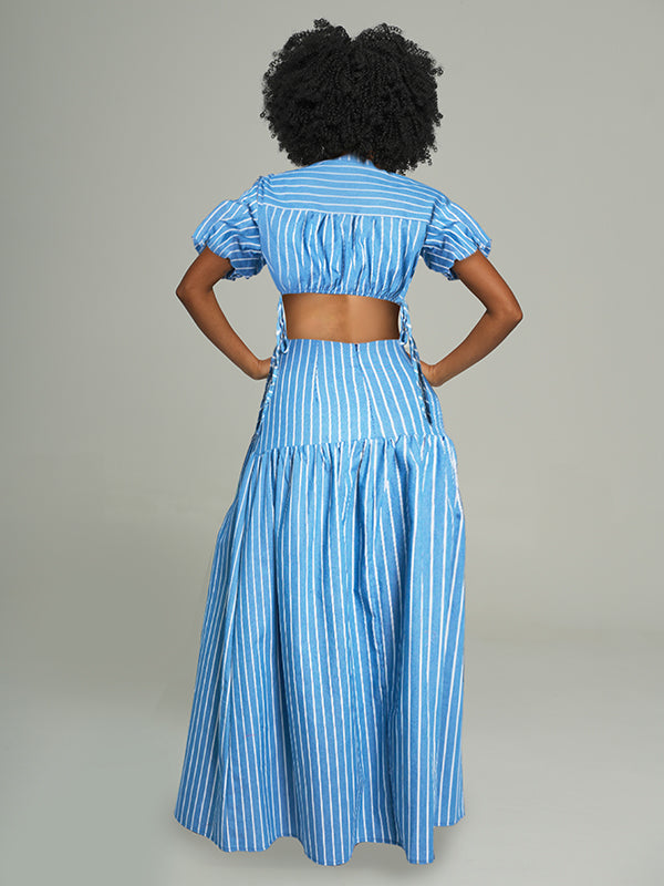 Stripe Crop Top & Skirt Set