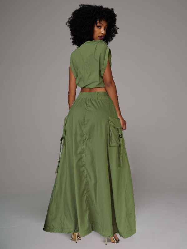 Vest & Maxi Skirt Cargo Set - sold out