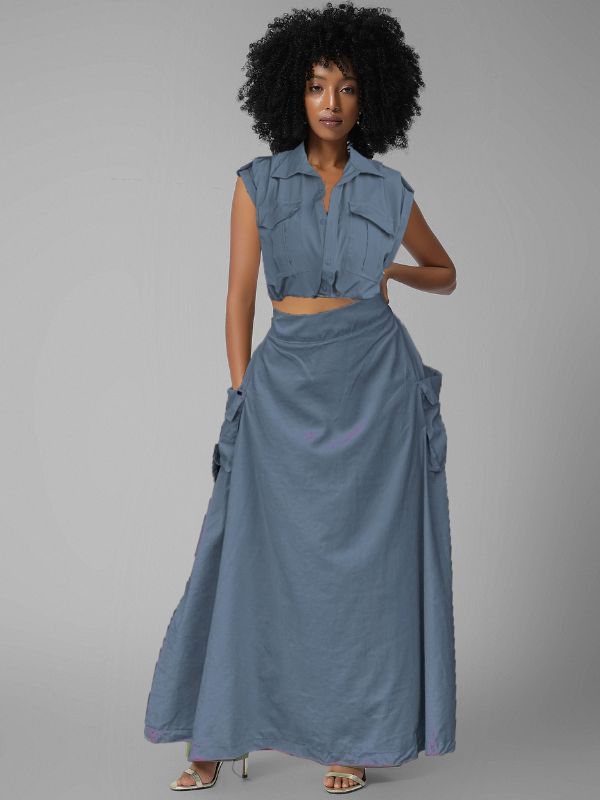 Vest & Maxi Skirt Cargo Set - sold out