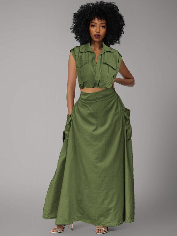 Vest & Maxi Skirt Cargo Set - sold out