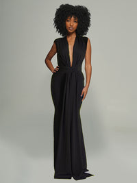 Plunge Sleeveless Maxi Dress
