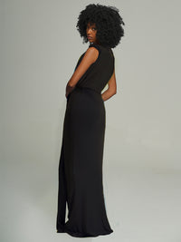 Plunge Sleeveless Maxi Dress