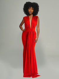Plunge Sleeveless Maxi Dress