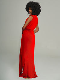 Plunge Sleeveless Maxi Dress