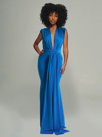 Plunge Sleeveless Maxi Dress