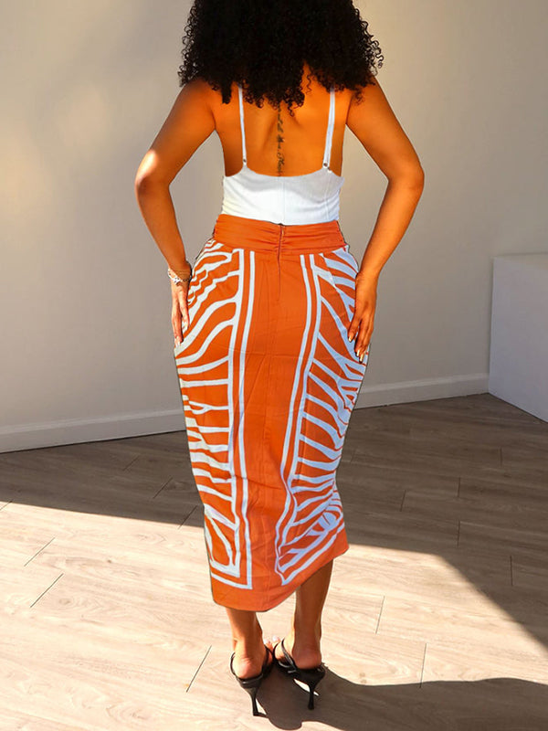 Printed Asymmetric Skirt