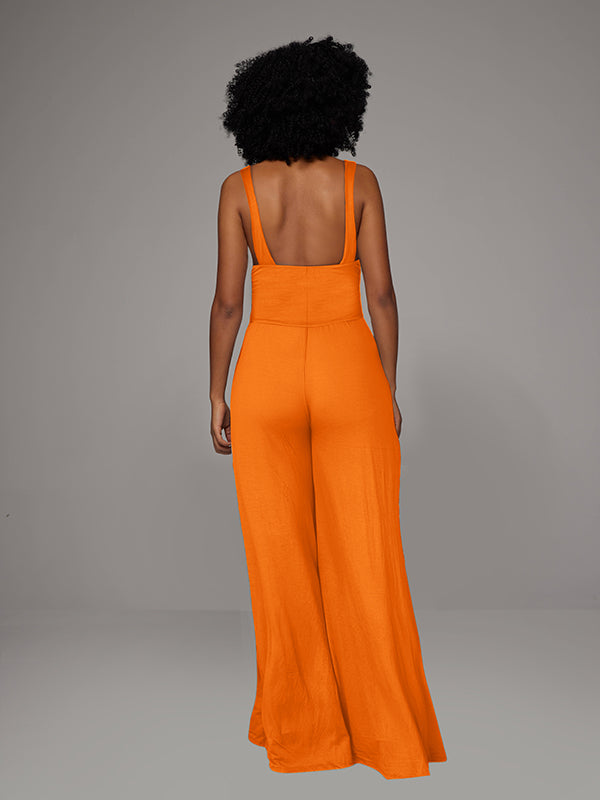 Twisted Sleeveless Wide-Leg Jumpsuit