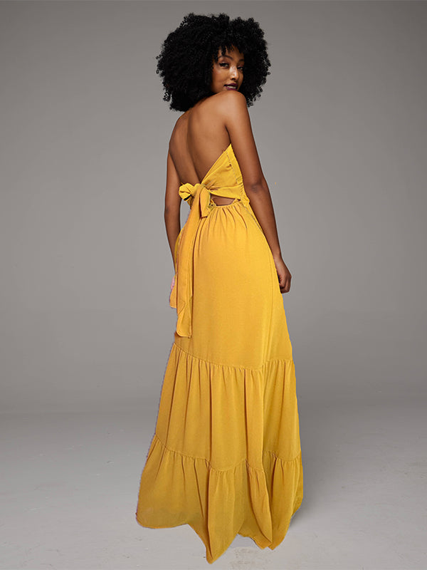 Solid Halter Maxi Dress -- sold out