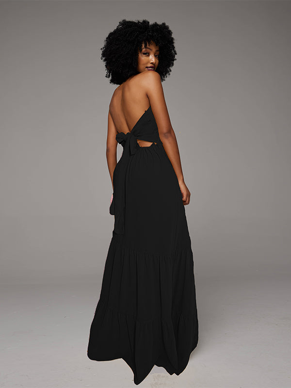Solid Halter Maxi Dress -- sold out