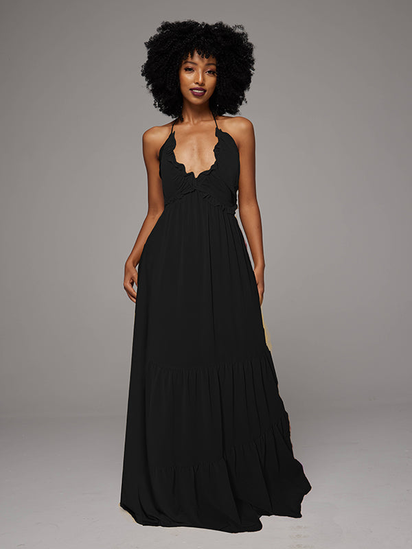 Solid Halter Maxi Dress -- sold out