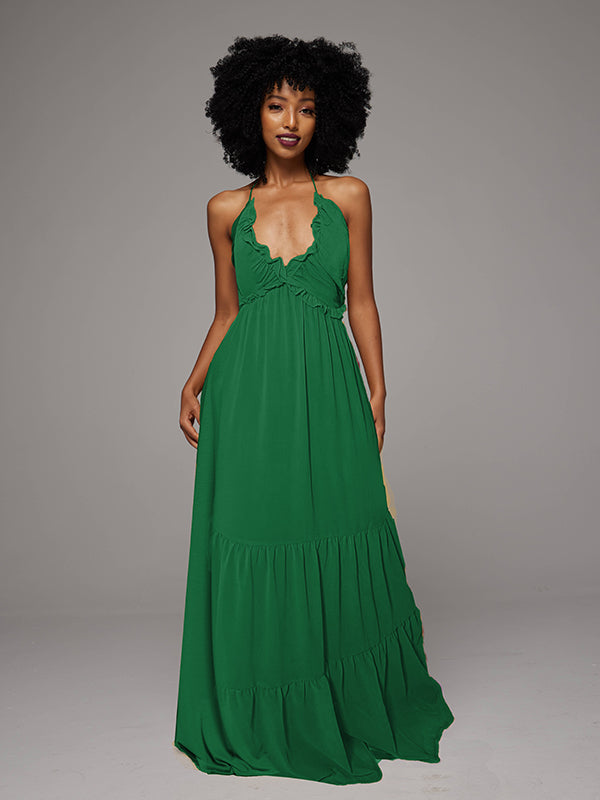 Solid Halter Maxi Dress -- sold out