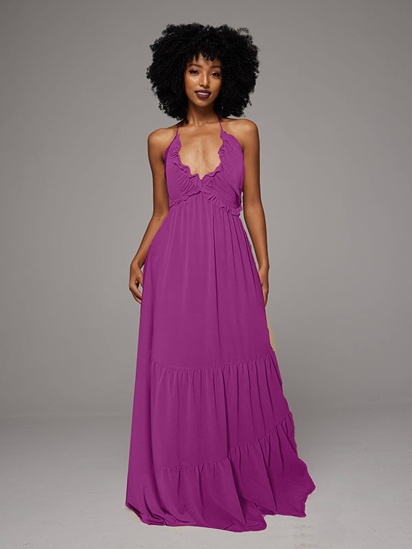 Solid Halter Maxi Dress -- sold out