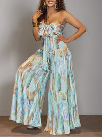 Printed Tied Top & Wide-Leg Pants Set