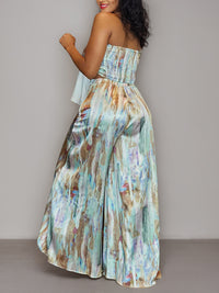 Printed Tied Top & Wide-Leg Pants Set