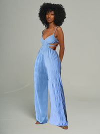 Solid Textured Cami Wide-Leg Jumpsuit