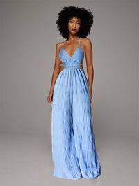 Solid Textured Cami Wide-Leg Jumpsuit