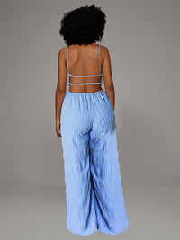 Solid Textured Cami Wide-Leg Jumpsuit