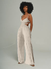 Solid Textured Cami Wide-Leg Jumpsuit