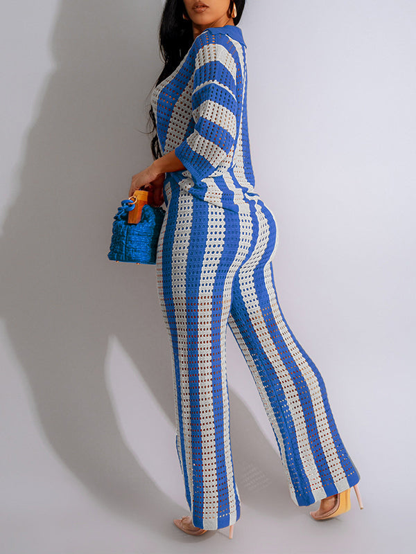 Stripe Knit Pants Set