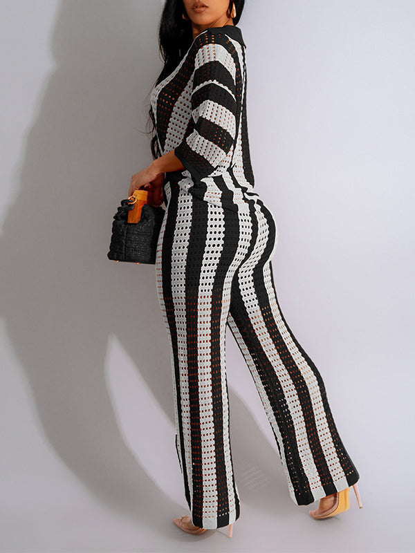 Stripe Knit Pants Set