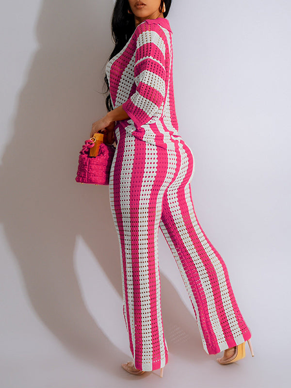 Stripe Knit Pants Set
