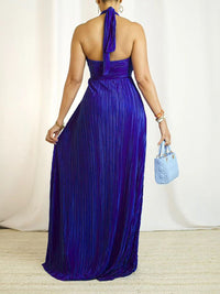 Halter Pleated Maxi Dress