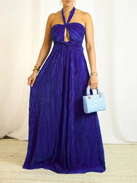 Halter Pleated Maxi Dress