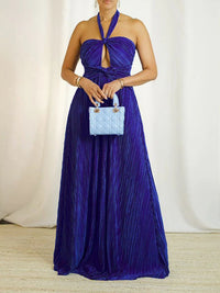 Halter Pleated Maxi Dress
