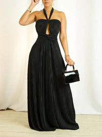 Halter Pleated Maxi Dress