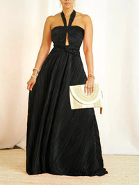 Halter Pleated Maxi Dress
