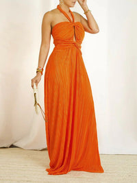 Halter Pleated Maxi Dress