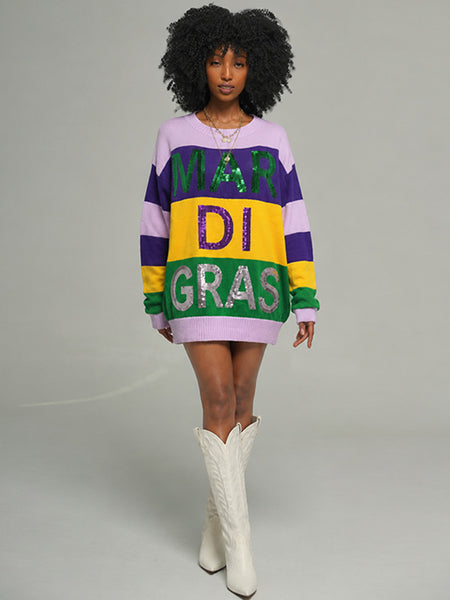 Sequin Colorblock Sweater